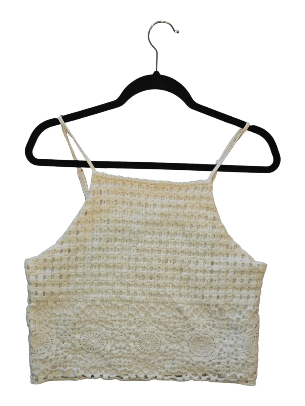 Love on a Hanger ivory crochet crop top – size XL - Picture 2 of 7